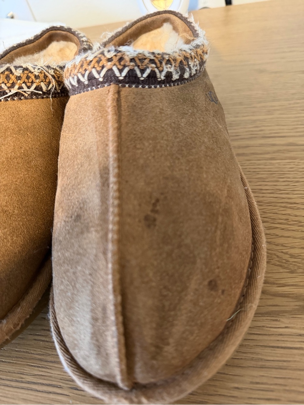 UGG Chestnut Suede Slip-On Shearling Mules - Picture 3 of 4